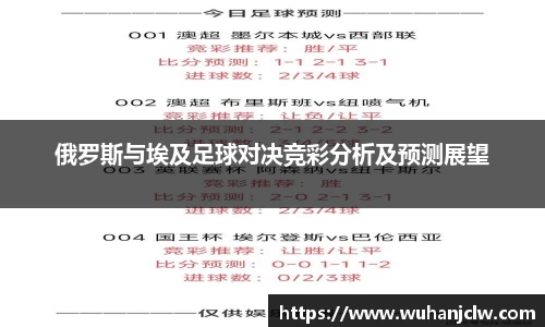 俄罗斯与埃及足球对决竞彩分析及预测展望